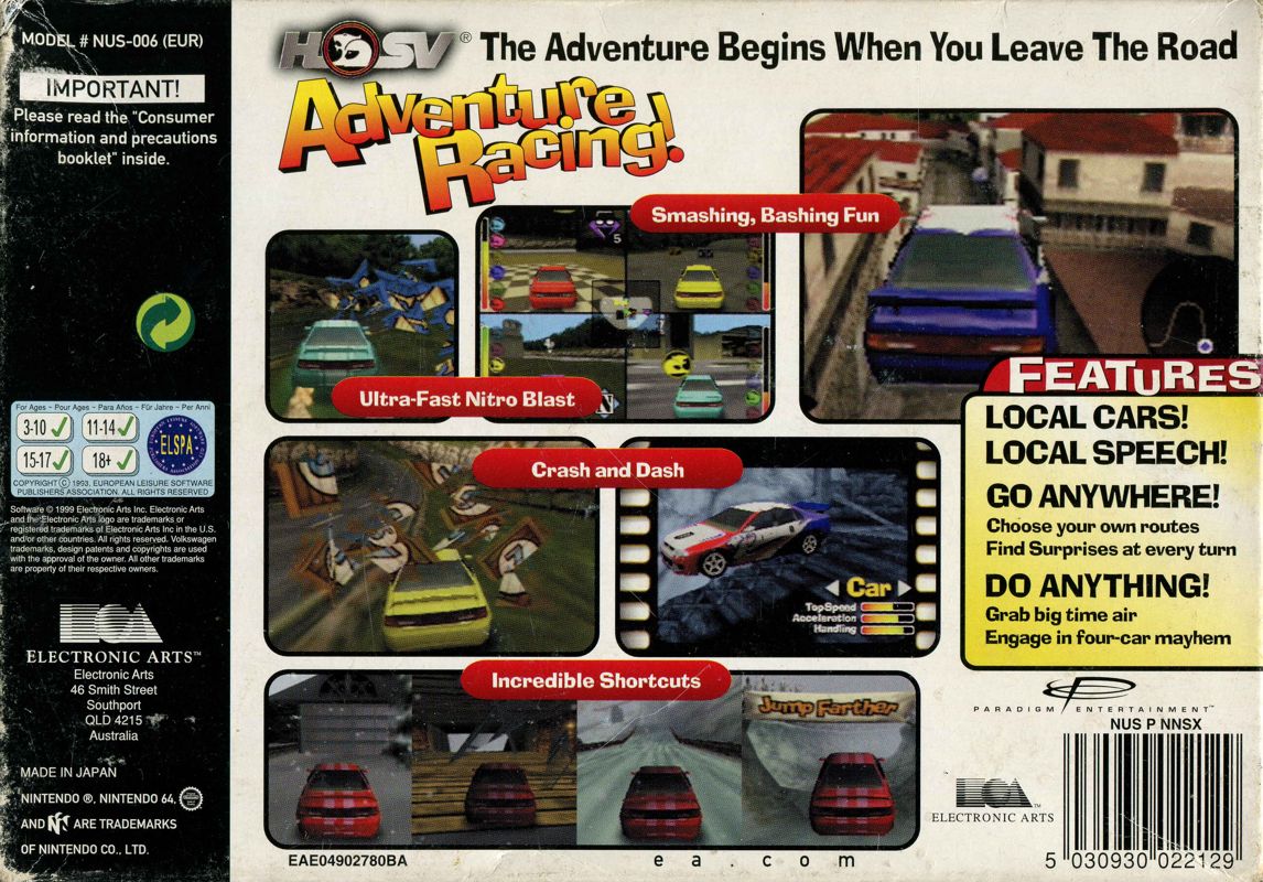 Back Cover for Beetle Adventure Racing! (Nintendo 64)