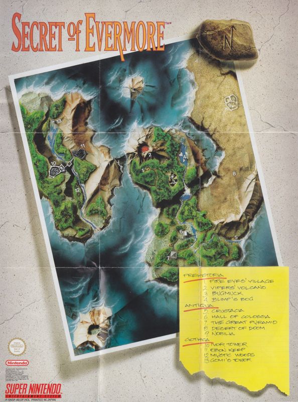 Map for Secret of Evermore (SNES): World Map