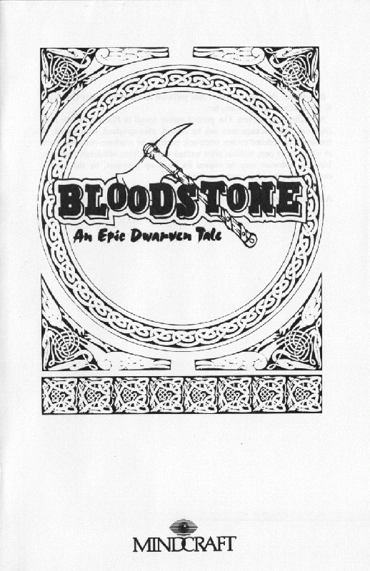 Manual for Bloodstone: An Epic Dwarven Tale (DOS): Front