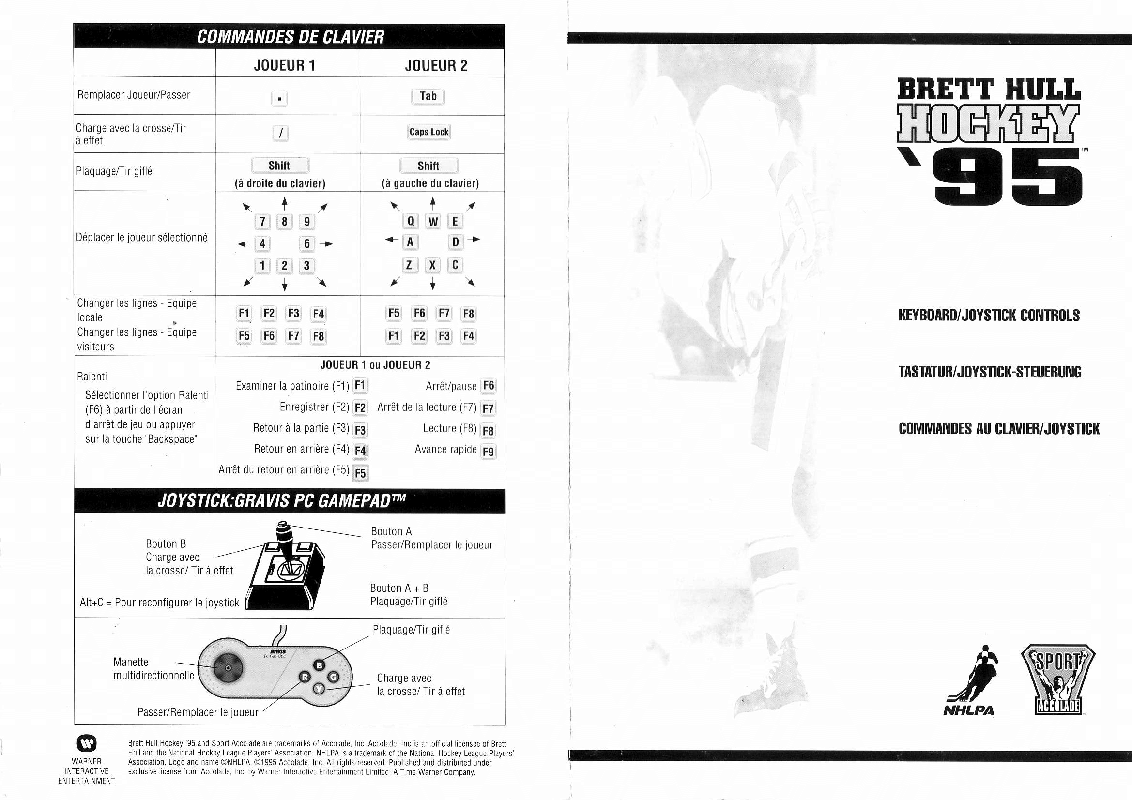 Reference Card for Brett Hull Hockey 95 (DOS): Front