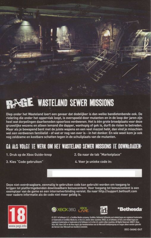 Other for Rage (Anarchy Edition) (Xbox 360): DLC voucher - back