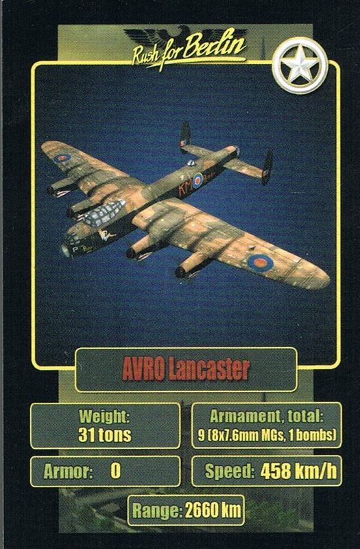 Extras for Rush for Berlin (Collector's Edition) (Windows): Card Game - Avro Lancaster - Front