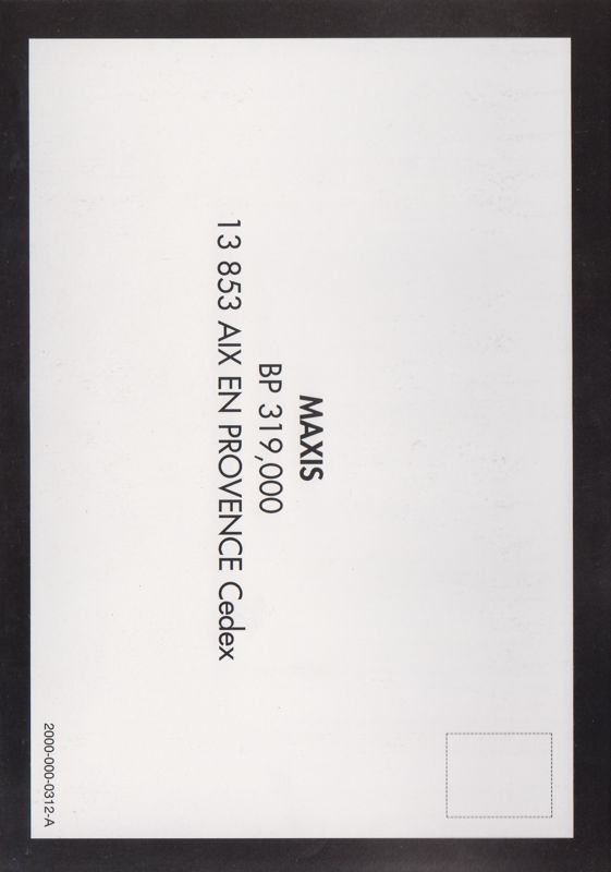 Extras for SimPark (Windows and Windows 3.x): Registration Card - Back (2-folded)