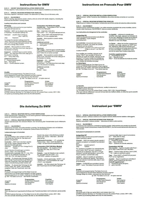 Manual for S.W.I.V. (Amiga)