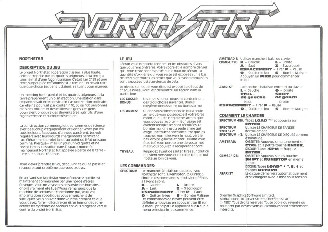 Manual for NorthStar (Atari ST): French