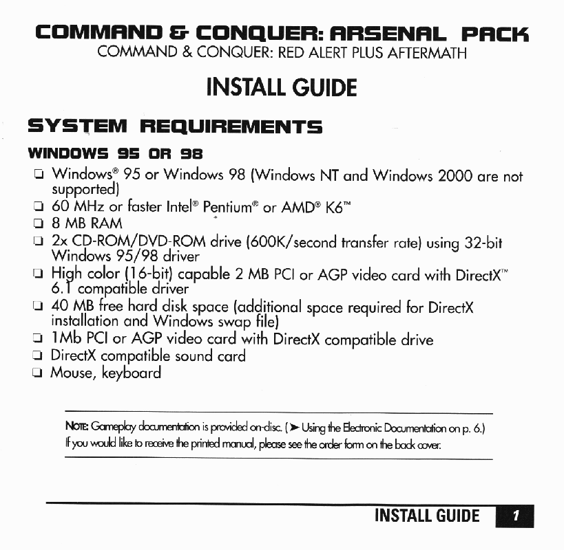 Manual for Command & Conquer: Red Alert - The Arsenal (DOS and Windows) (EA Classics release)