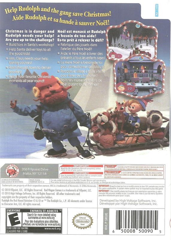Back Cover for Rudolph the Red-Nosed Reindeer (Wii)