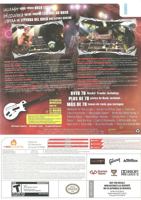 Other for Guitar Hero III: Legends of Rock (Wii) (Bundled with guitar controller): Keep Case - Back
