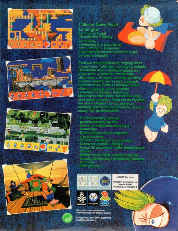 Back Cover for The Lemmings Chronicles (Amiga)