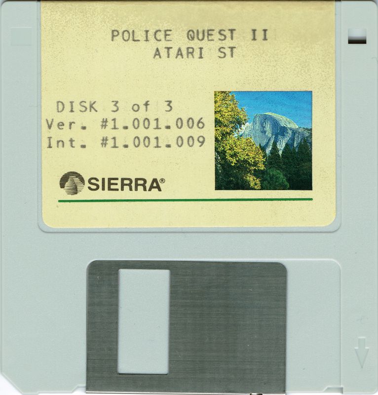 Media for Police Quest 2: The Vengeance (Atari ST): Disc 3/3 - Front