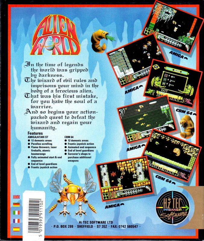 Back Cover for Alien World (Atari ST)