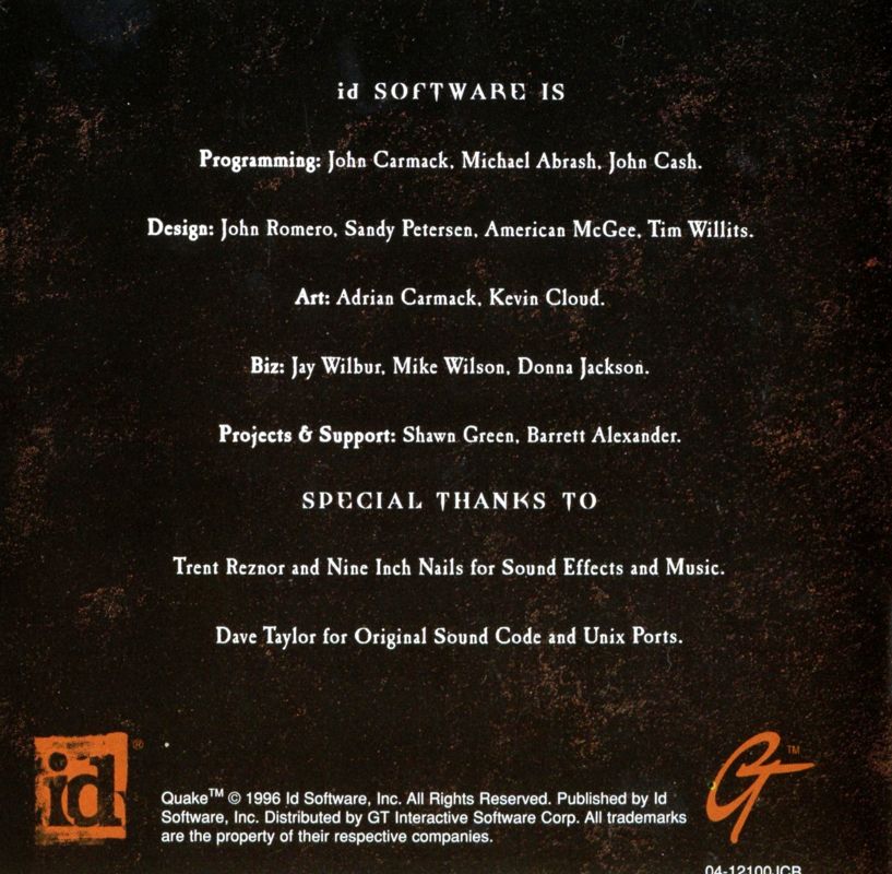 Manual for Quake (DOS) (Second release): Back