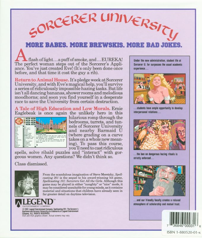 Back Cover for Spellcasting 201: The Sorcerer's Appliance (DOS) (3.5" Floppy Disk release)