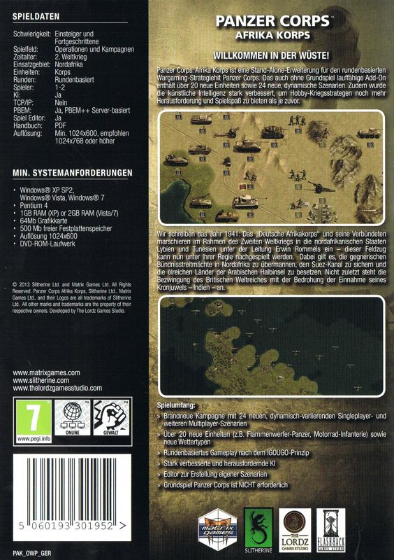 Back Cover for Panzer Corps: Afrika Korps (Windows)
