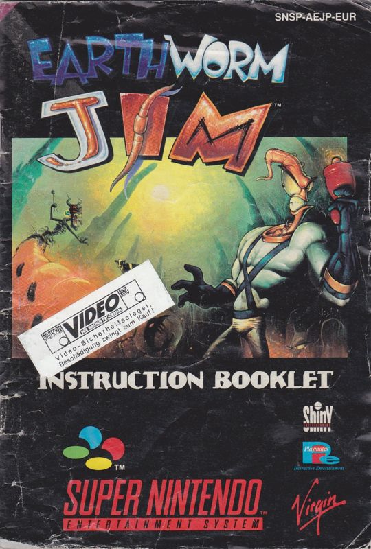 Manual for Earthworm Jim (SNES): Front