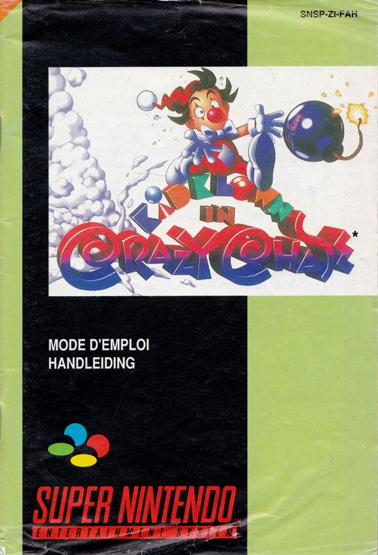 Manual for Kid Klown in Crazy Chase (SNES): Front