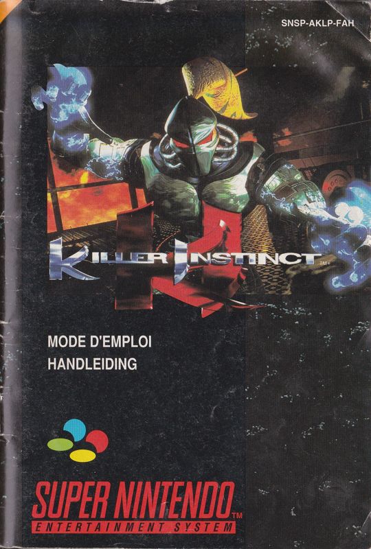 Manual for Killer Instinct (SNES): Front