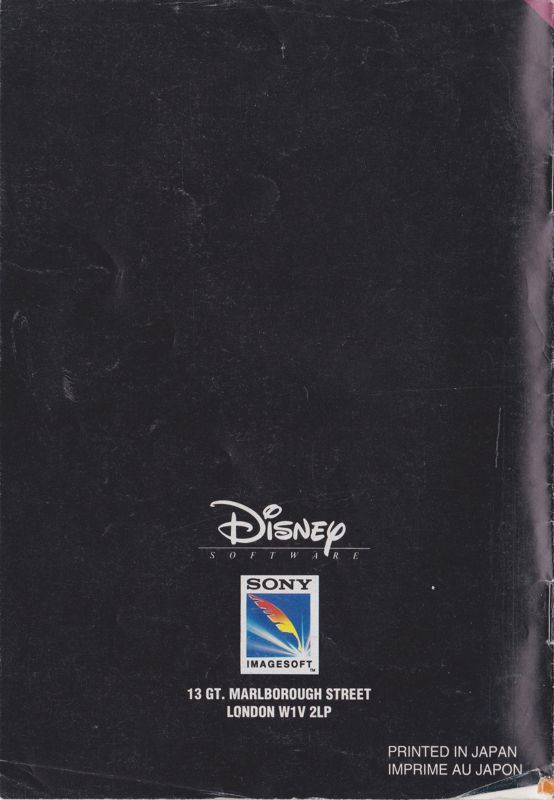 Manual for Mickey Mania (SNES): Back