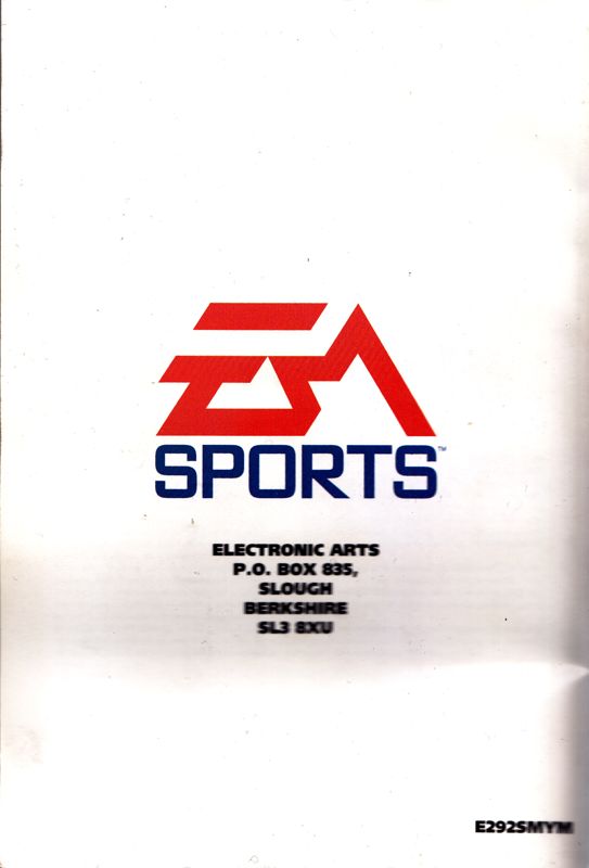 Manual for FIFA Soccer 95 (Genesis): Back