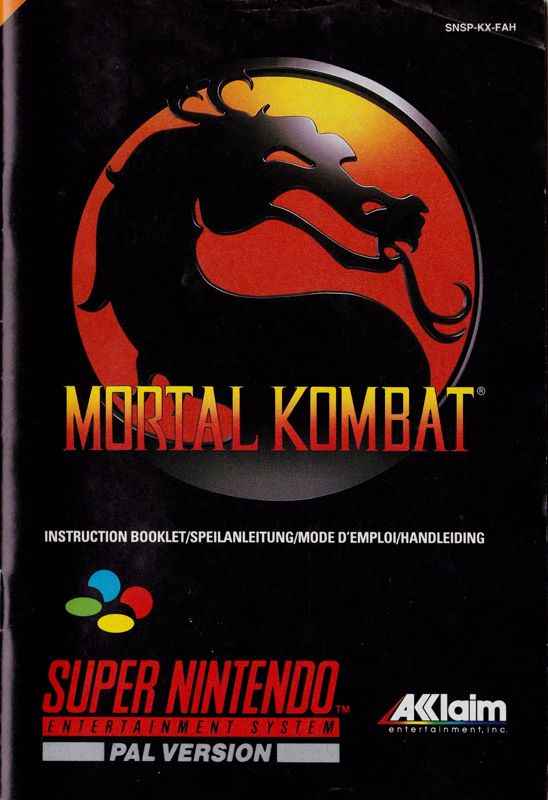 Manual for Mortal Kombat (SNES): Front