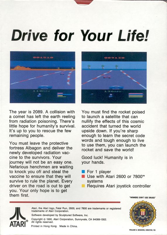 Back Cover for Fatal Run (Atari 2600)