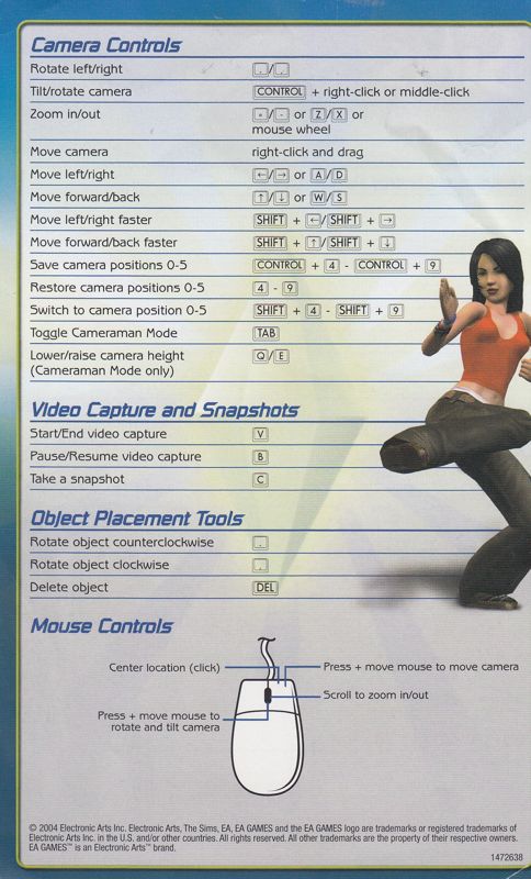 Reference Card for The Sims 2 (Windows): Back
