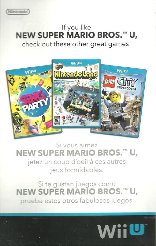 Advertisement for New Super Mario Bros. U (Wii U): Nintendo Ad - Front