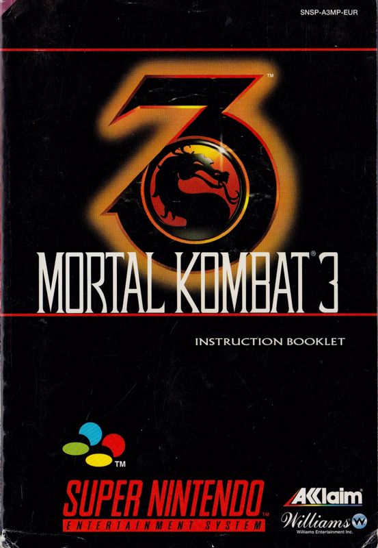 Manual for Mortal Kombat 3 (SNES): Front