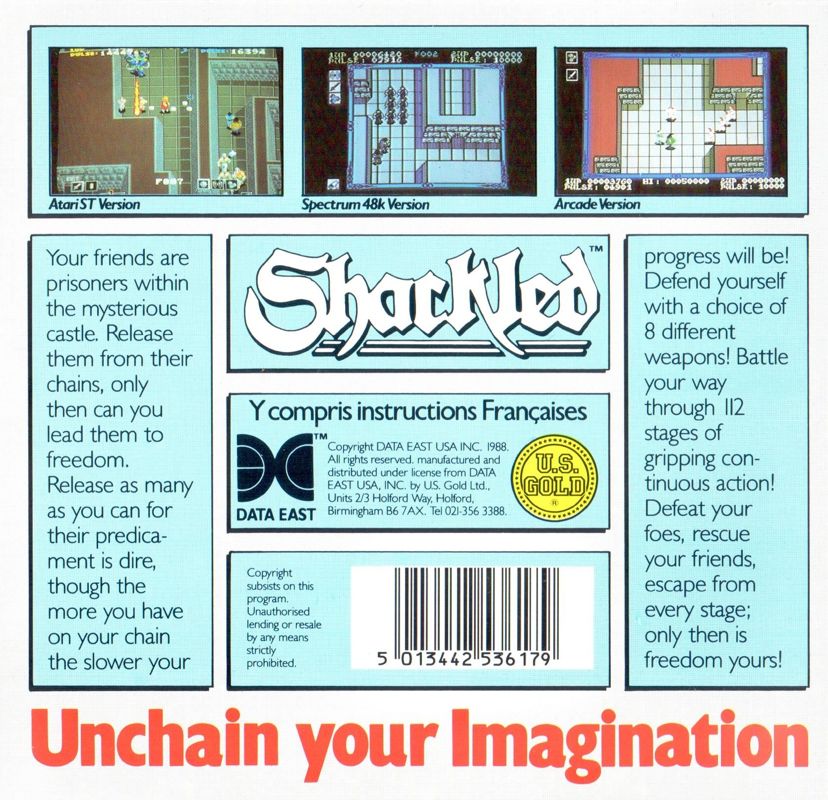 Back Cover for Shackled (Atari ST)