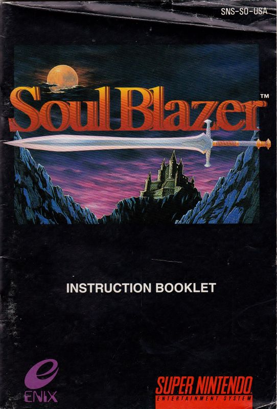 Manual for Soul Blazer (SNES): Front