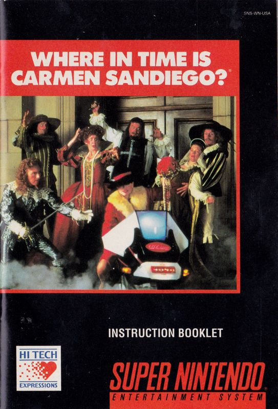 Manual for Where in Time Is Carmen Sandiego? (SNES) (Bundled /w Encyclopedia): Front