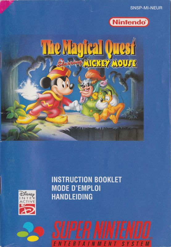 Manual for The Magical Quest Starring Mickey Mouse (SNES) (Disney's Classic Video Game release): Front