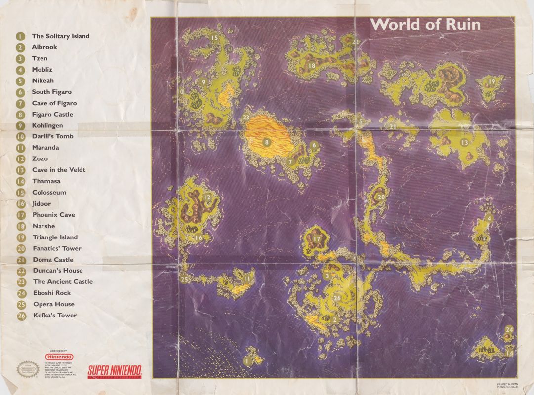 Map for Final Fantasy III (SNES): World of Ruin