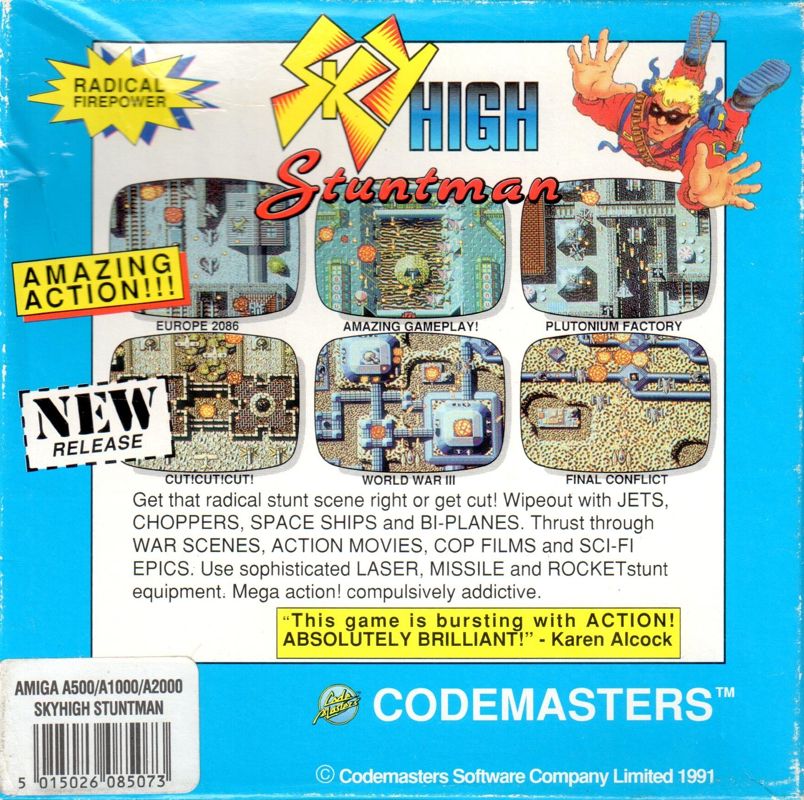Back Cover for Sky High Stuntman (Amiga)