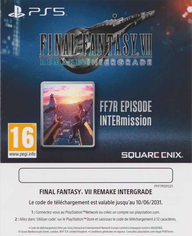 Final Fantasy VII: Remake - Intergrade cover or packaging material -  MobyGames