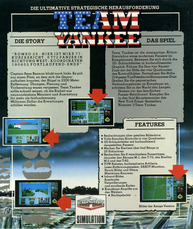 Back Cover for Team Yankee (Atari ST)