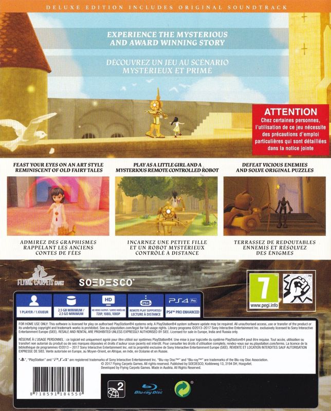 Back Cover for The Girl and the Robot (Deluxe Edition) (PlayStation 4)