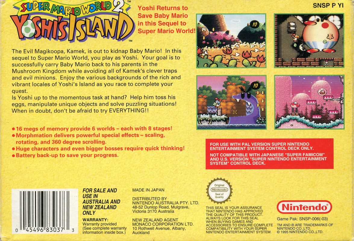 Super Mario World 2 Yoshis Island Cover Or Packaging Material Mobygames 8680
