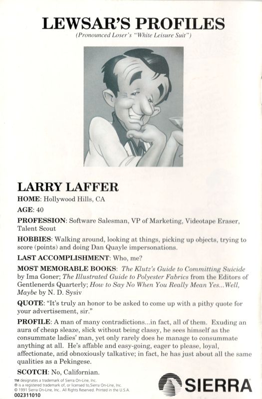 Extras for Leisure Suit Larry 5: Passionate Patti Does a Little Undercover Work (Amiga): Playspy - Back