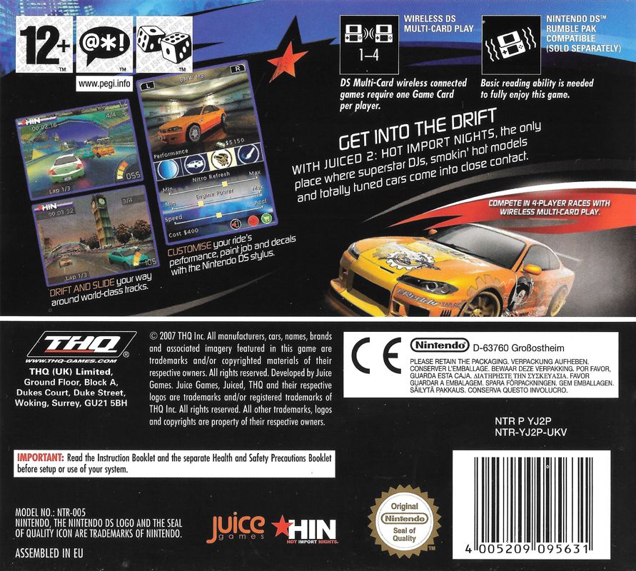 Back Cover for Juiced 2: Hot Import Nights (Nintendo DS)