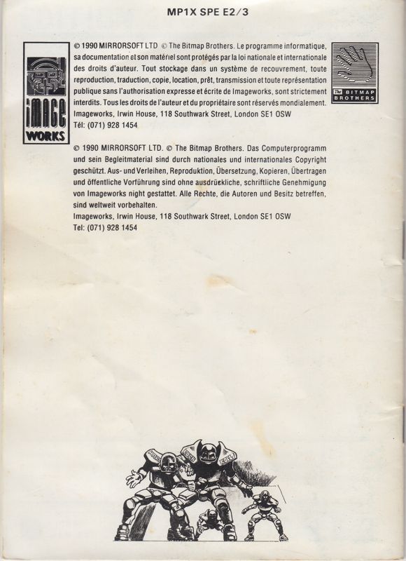 Manual for Speedball 2: Brutal Deluxe (Atari ST): "Coaching manual" back