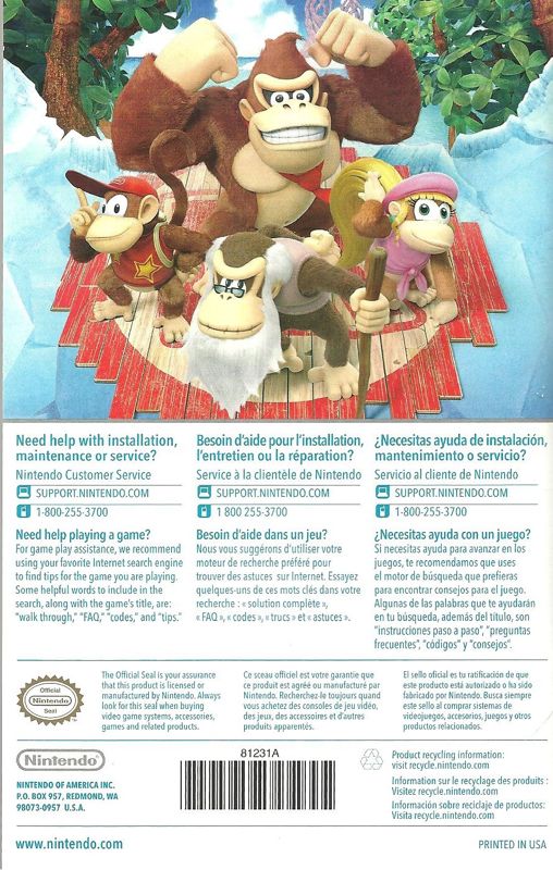 Manual for Donkey Kong Country: Tropical Freeze (Wii U): Back