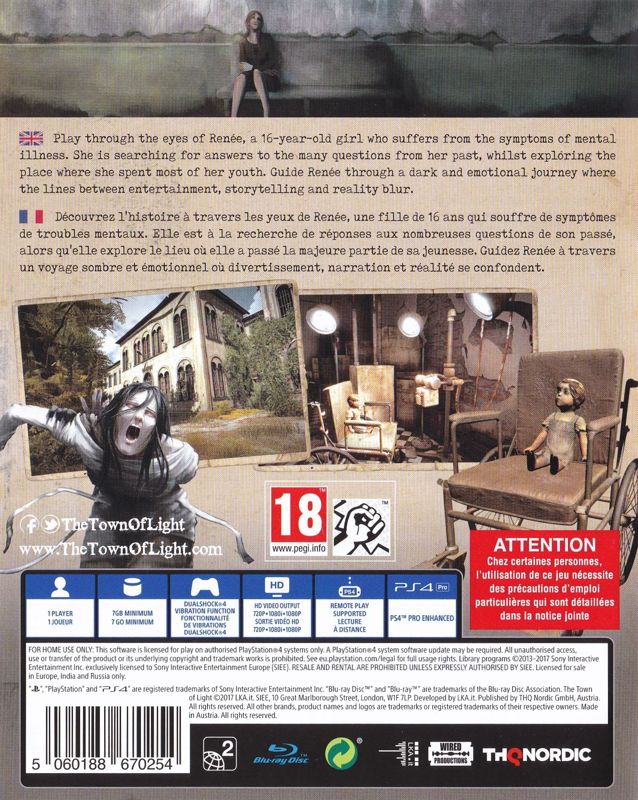 Back Cover for The Town of Light (PlayStation 4)