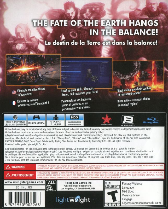 Back Cover for Earth's Dawn (PlayStation 4)