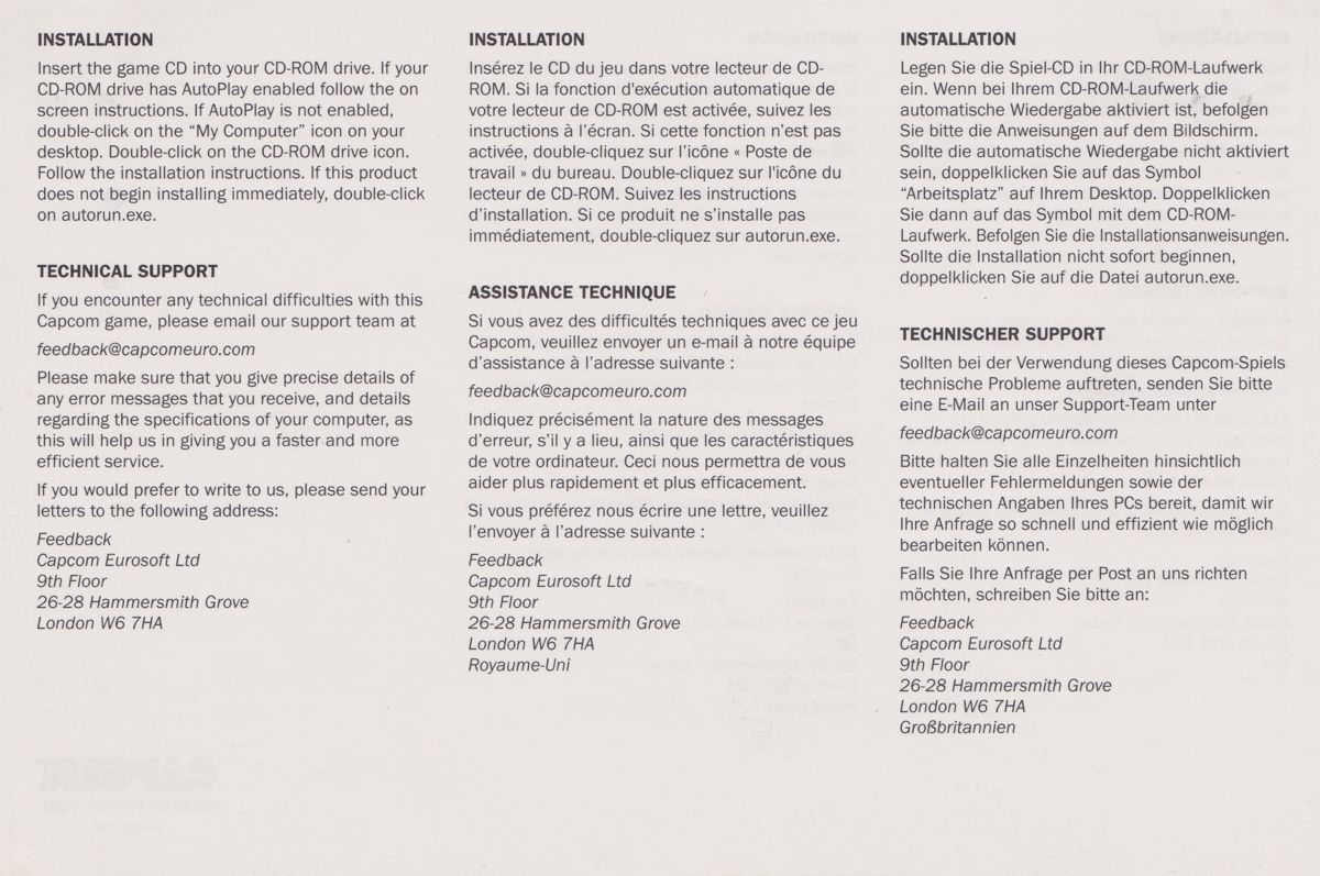 Manual for Dino Crisis 2 (Windows): Front