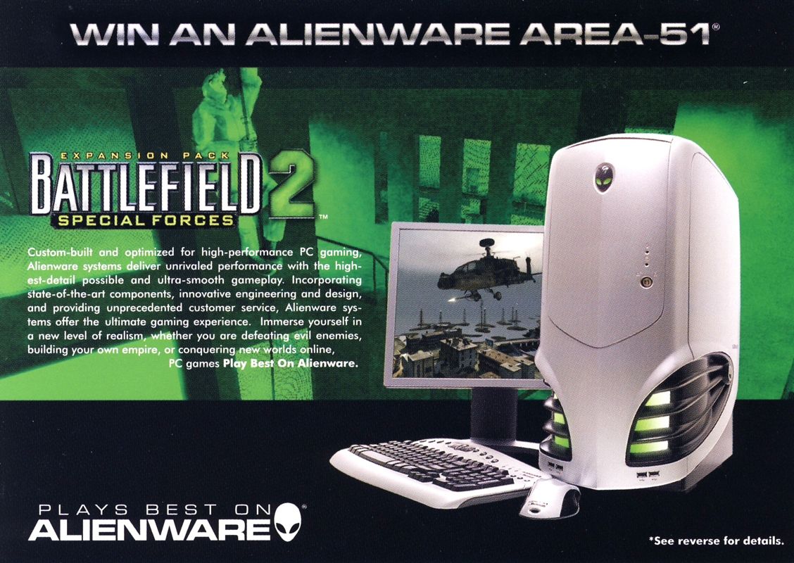 Advertisement for Battlefield 2: Special Forces (Windows): Alienware - Front