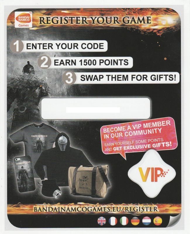 Extras for Dark Souls II (Collector's Edition) (Windows): Bandai Namco Registration Card - Front
