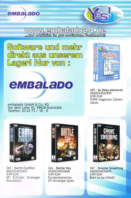 Advertisement for Battle Sky (Windows): Front