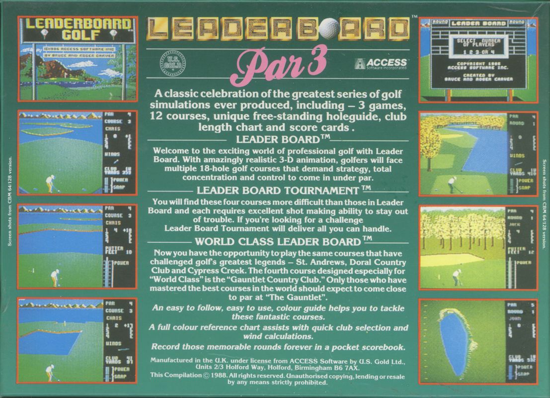 Back Cover for Leader Board Par 3 (ZX Spectrum)