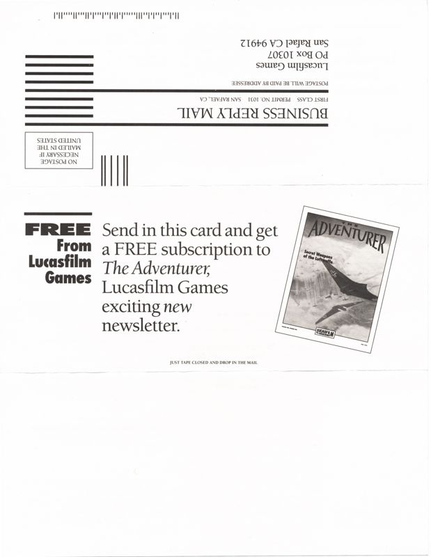Advertisement for Secret Weapons of the Luftwaffe (DOS) (5.25 disk release (alternate sticker)): Subscription - Front